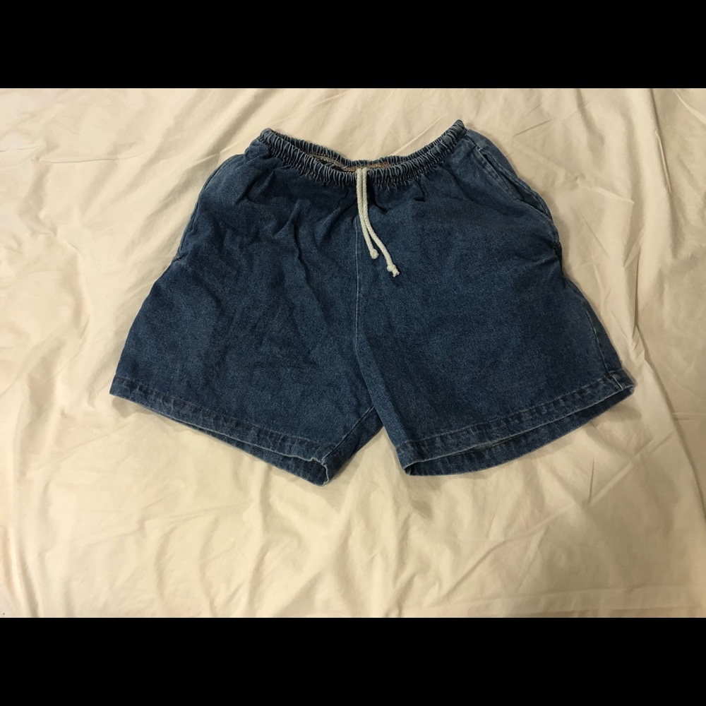 Los Angeles Apparel drawstring denim shorts